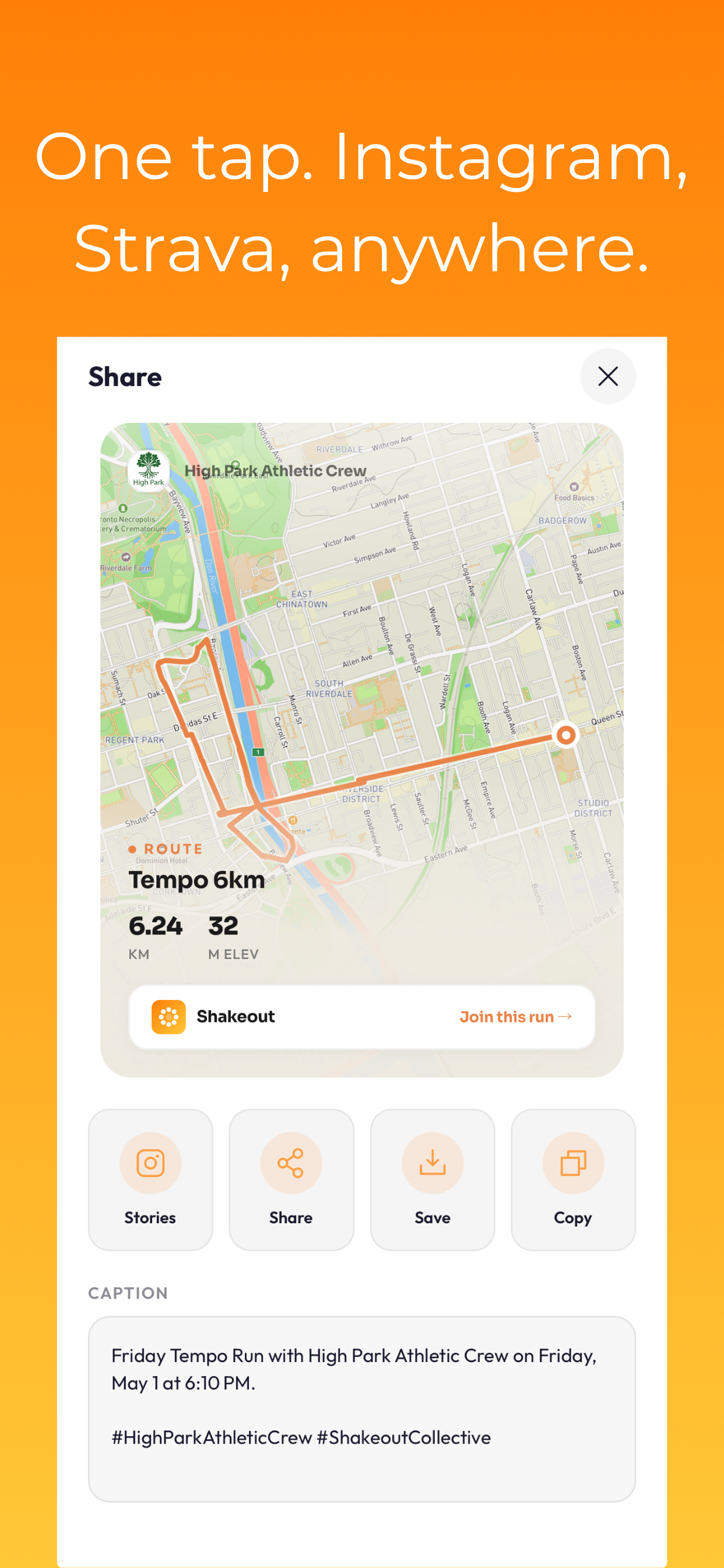Share to Instagram and Strava
